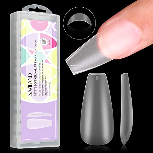 SAVILAND Gel X Nail Kit - White Long Coffin Nails Tips 500 Pcs with 4-In-1 Gel Nail Glue, Portable Mini U V LED Nail Lamp and Extension Nails DIY Art Tools All-In-1 Kit Gift for Women