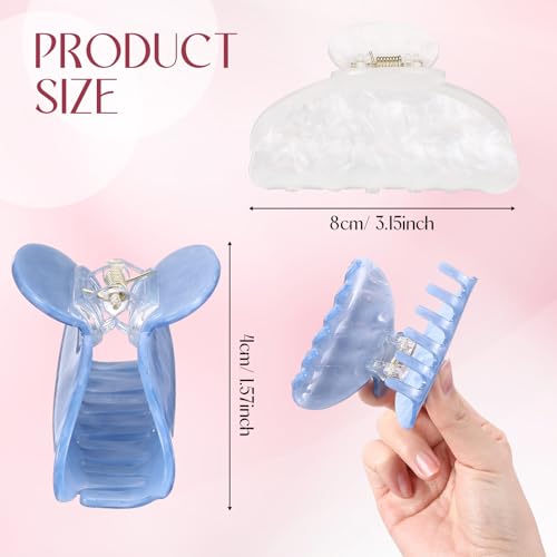 6 Pack Large Acrylic Hair Claw Clips for Women - Stylish Non-Slip Hold