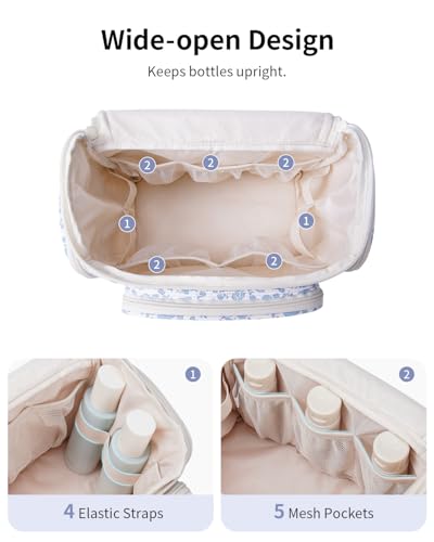 Narwey Hanging Toiletry Bag with Wide-Open Design & Wet Pocket