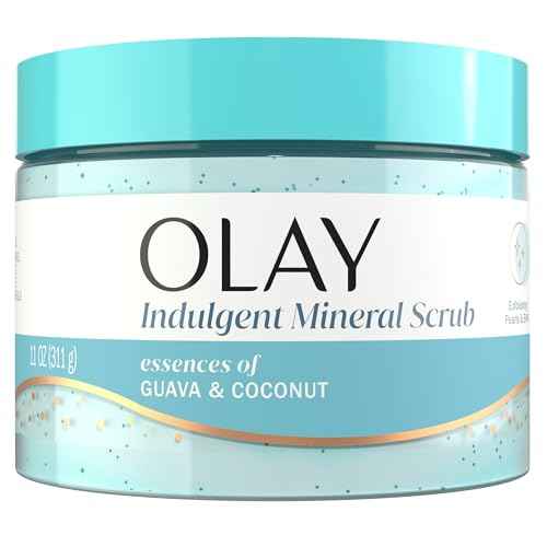 Olay Body Indulgent Mineral Scrub, Skin Exfoliating & Massaging Pearls, Nourishing Soft & Gentle Formula, Renewing BHA, Vitamin B3 Complex, Luxurious Fragrances, Coconut & Guava Scent, 11 oz