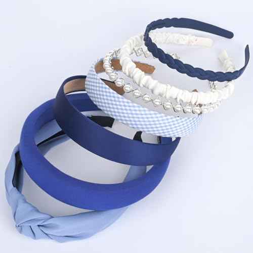 LYroo Headbands for Women Girls Blue Cute Knotted Headband Head Bands for Women's Hair Non Slip Trendy Thick or Thin Headbands Fashion Hair Accessories£¨7PCS£©