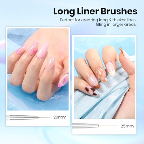 Beetles Nail Art Pens & Brushes Set – 5pcs Clear Variation for Fine & Complex Designs