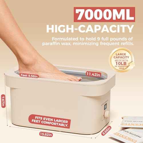 7000ml Paraffin Wax Machine for Hand and Feet, Hand Wax Paraffin Machine Bath with 4.4 lbs Scent-Free Paraffin Wax Refills for Hands, Feet, Elbows & Body to Relieve Stiff Muscles & Joints