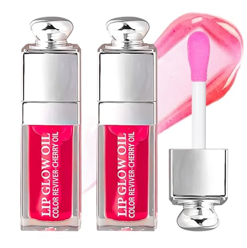 Hydrating Plumping Lip Oil Gloss - Moisturizing Tinted Lip Stain (2pc)
