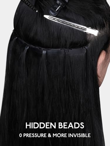 WENNALIFE 3PCS Butterfly Weft Hair Extensions Human Hair 14 Inch Black - Reusable Seamless Sew-In