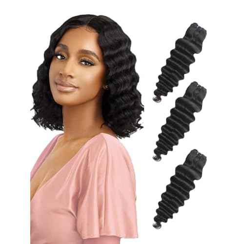 Loose Deep Wave Bundles Human Hair Short Brazilian Deep Wave Bundles 12 12 12 Inch 100% Unprocessed 12A Loose Wave Bundles Human Hair Flip Over Quick Weave Raw Hair 3 Bundles for Bob Style