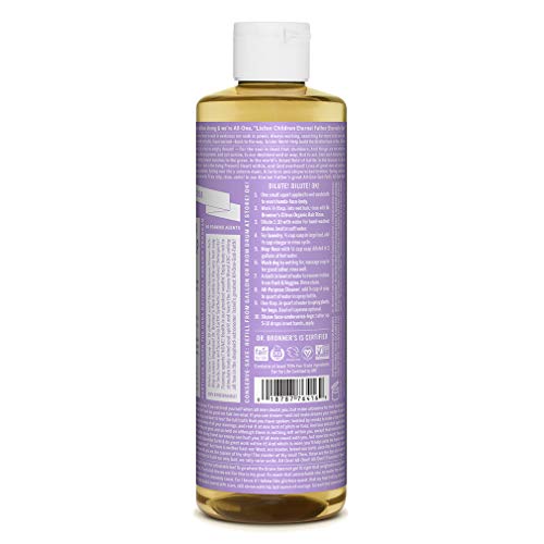 Dr. Bronner's - Pure-Castile Liquid Soap (Lavender, 16 ounce) - Made with Organic Oils, 18-in-1 Uses: Face, Body, Hair, Laundry, Pets & Dishes, Concentrated, Vegan, Non-GMO