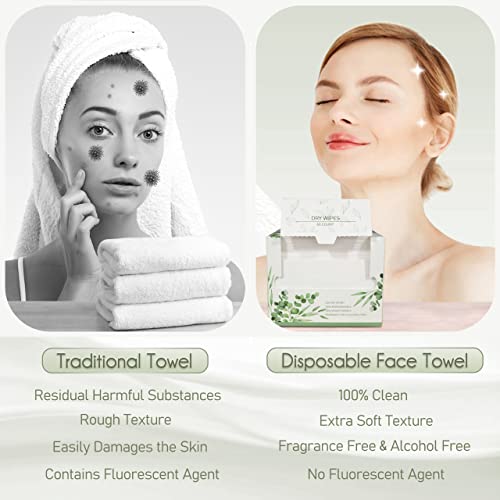 Disposable Face Towel Biodegradable Large Dry Face Wipes 240 Count/4 Box Extra Thick Soft Clean Facial Towels for Sensitive Skin, Makeup Removing, Facial Cleansing, Nursing, Travel, 10"¡¿12"