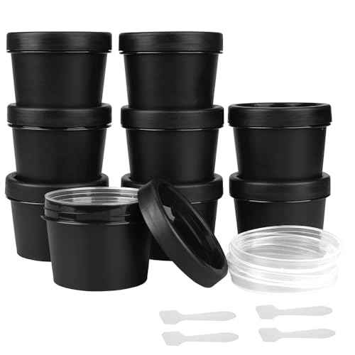 Travel Containers for Toiletries 3.4oz 9 Pack TSA Approved Plastic Cream Jars Wide-mouth Cosmetic Pot Jars with Lids Leak Proof Travel Size Containers for Makeup Face Cream(Black)