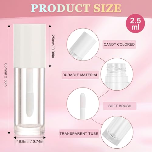 12 Pack 2.5ml Empty Lip Gloss Tubes with Syringes
