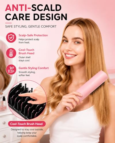 TempTend Cordless Hair Straightener Brush with Ionic Technology