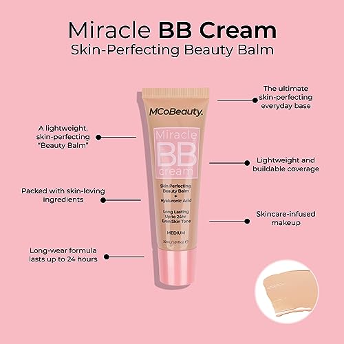 MCoBeauty - Miracle BB Cream - Primes and Tints - Everyday Skin Tone Balancing Face BB Cream - Contains Hyaluronic Acid and Glycerin - Natural Medium