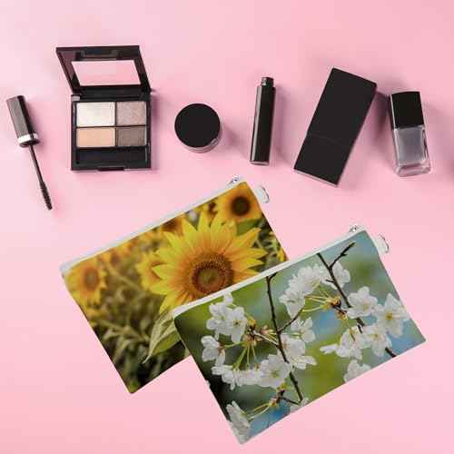 OKBA 30 PCS Sublimation Blanks Makeup Bags Bulk,White Canvas Bag,Polyester Tote Bags for Sublimation DIY Craft