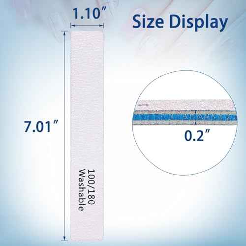 3PCS Professional Reusable Double-Sided 100/180 Grit Blue Nail File