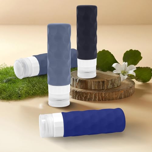 Silevoler Travel Bottles - 4 Pack TSA Approved 3oz Leak-Proof Silicone Containers