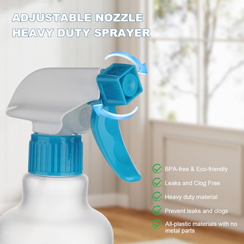 Hethyo Blue 12oz/350ml Plastic Spray Bottle with Adjustable Mist Stream - Pack of 2