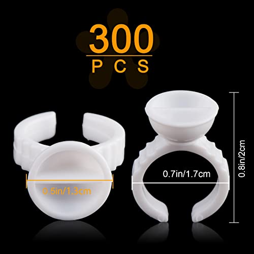 [300PCS] Lash Extension Glue Ring, 2 Slots Lash Glue Holder Sticker, Lashes Rings Holder, Nail Art Ring Cup, Eyelash Extensions Supplies