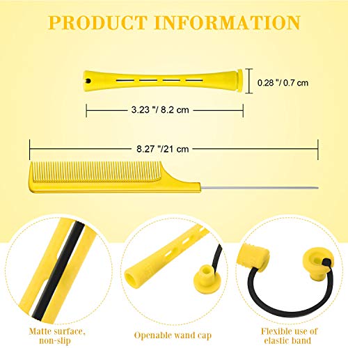 Chuangdi 24 Pcs Hair Perm Rods with Steel Rat Tail Comb