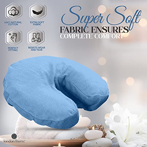 London Linens Extra Thick 100% Cotton Flannel Massage Face Cradle Cover 4 Pcs Baby Blue