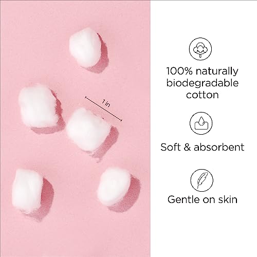 100 Count Pure Cotton Balls for Face Makeup Nail First Aid - Hypoallergenic, Cruelty-Free