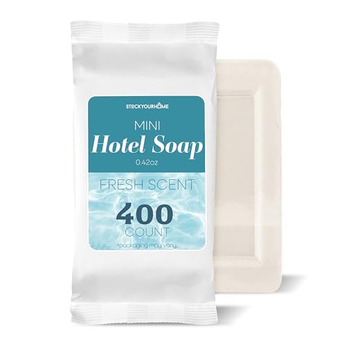 Bulk Hotel Soap Bars (400 Count), Rectangular Fresh Scent Travel Size Hand Soap for Hotels, Motels, and Resorts, Travel Soap Bulk, Individually Wrapped Bars Pack, Guest Soaps for Bathroom