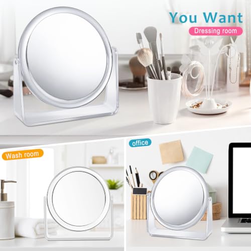 MKUMIR 20X Double Sided Makeup Mirror with 360° Rotation, Portable Tabletop Vanity for Bathroom & Travel