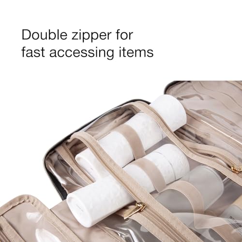 BAGSMART Toiletry Bag Travel Bag with Hanging Hook, Bonchemin Water-resistant Makeup Cosmetic Bag Travel Organizer for Accessories, Shampoo, Full Sized Container, Toiletries, Large