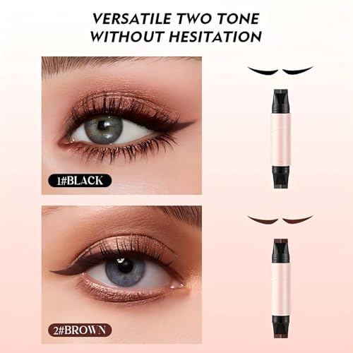 Cat Eye Eyeliner Stamp Pen - Waterproof Winged Dual-Ended, Black & Brown