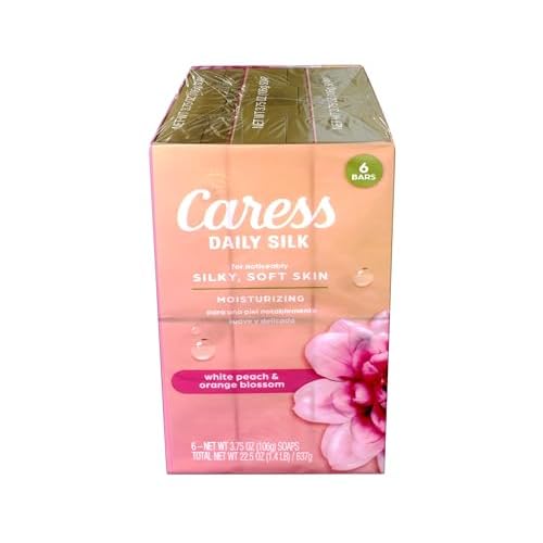 Caress Daily Silk Moisturizing Soap, White Peach & Orange Blossom, 3.75 oz 6 Bars - 2 Pack