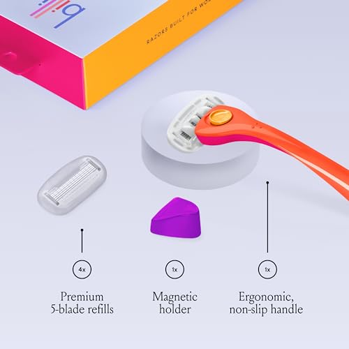 Billie Women's Razor Kit – 5-Blade Razor + 4 Refills + Magnetic Holder