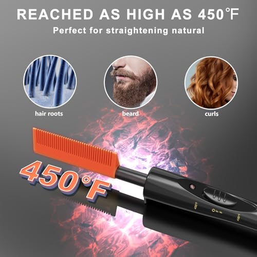 Electric Hot Comb for Wigs & Black Hair, 450°F Ceramic