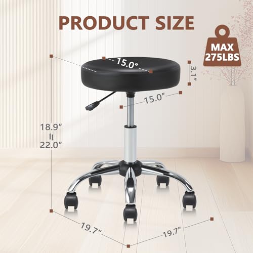 KLASIKA Rolling Stool with Wheels - Adjustable Height, Set of 2
