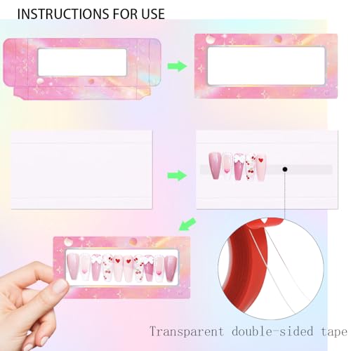 74PCS Press On Nails Packaging Set with Boxes & Stickers