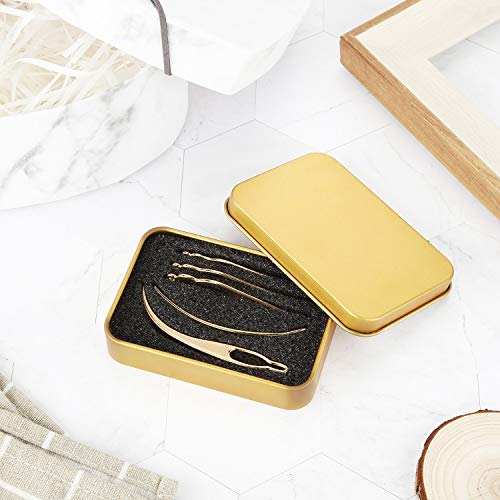 WILLBOND 5 Pieces Dreadlocks Tools Sisterlocks Craft Dreadlocks Hair Extensions Locs Tightening Accessories Easyloc Hair Tool with 1 Metal Gift Box (Gold)