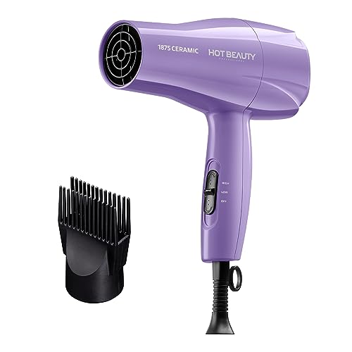 Hot Beauty 1875 Ceramic Hair Dryer with Comb Attachment