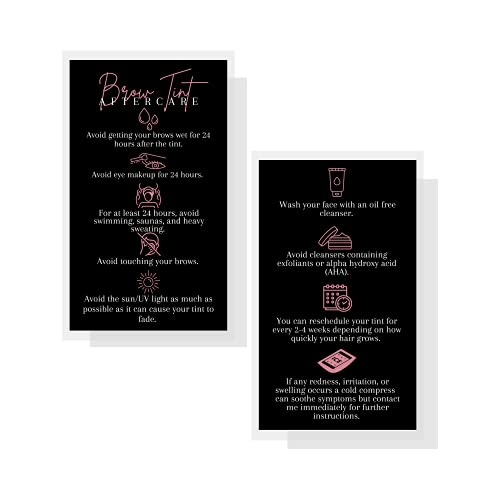 Brow Tint Aftercare Cards 50 Pack | 2x3.5" Business Cards