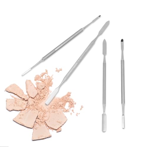 4-Piece Stainless Steel Makeup Spatula Set for Mixing Cosmetics