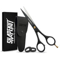 Black 6.5 Inch Professional Hair Cutting Scissors - Ergonomic Salon Shears