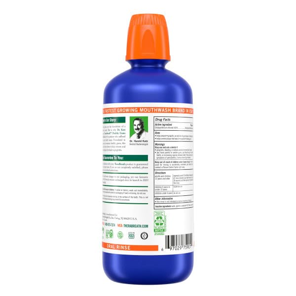 TheraBreath Healthy Gums Mouthwash - Alcohol-Free, Fresh Mint, 1L + Travel Size