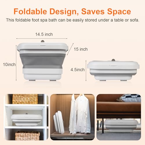 Collapsible Foot Spa Bath Massager with Heat & Bubble Jets