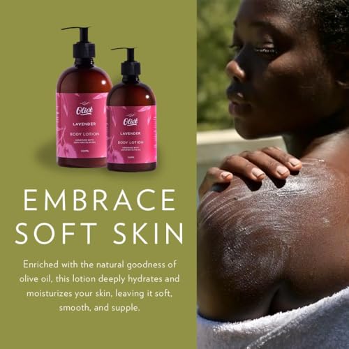 100% Pure Olive Oil Body Lotion with Lavender Scent ? Made with Natural Ingredients | Gentle Hydration & Nourishing Care for Soft, Smooth, Healthy-Looking Skin | 500ml Pump Bottle