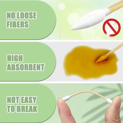 Garrelett 1000 Count Double Tip Pointed Cotton Swabs - Organic Bamboo Makeup & Art Tools