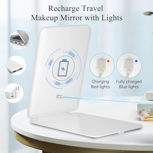 FUNTOUCH Rechargeable LED Travel Makeup Mirror with 72 Lights