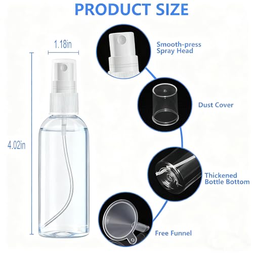 4 Pack 1 Oz Travel Spray Bottles - Clear Refillable Dispenser 30ml