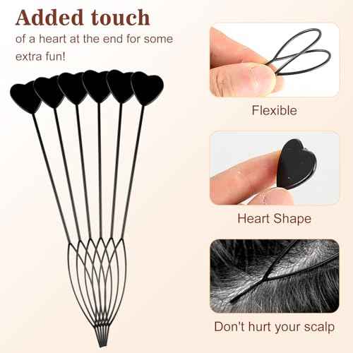 12Pcs Quick Hair Beader Tool Elastic Hair Braiding Set Ponytail Maker Simple Hair Pull Through Tools Black French Threader Braids Loop for Women Girls Plait Styling Accessories Supplies