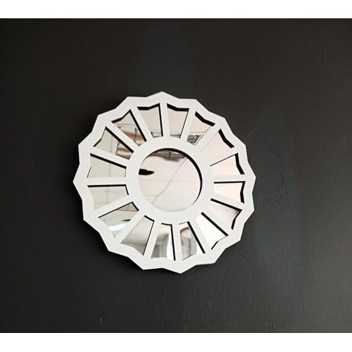The Divine Feminine Mirror - Large Handmade with Wood/Acrylic Mirror, Gift for Her, 3D Wall Decor,Gift for Girlfriend (White-Silver, 12" H x 12" W)