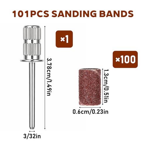 100Pc Nail Sanding Bands 80 Grit with 3/32" Mandrel