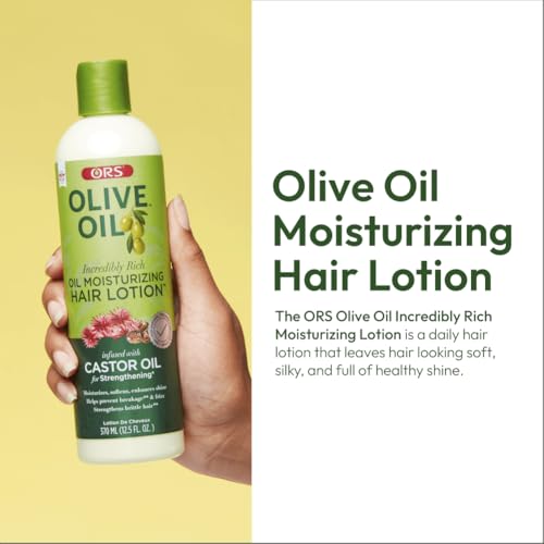 ORS Olive Oil Incredibly Rich Moisturizing Hair Lotion with Castor Oil for Strengthening 12.5 Ounces (Pack of 3)
