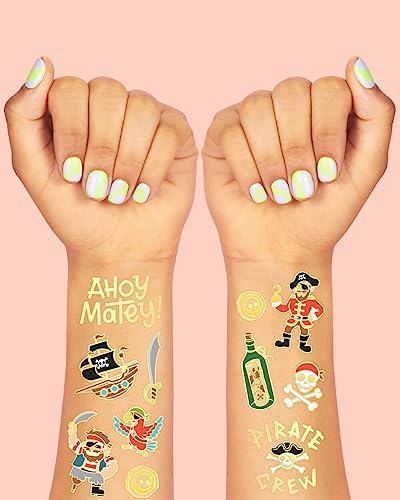 Pirate Party Temporary Tattoos - 44 Gold Foil Designs