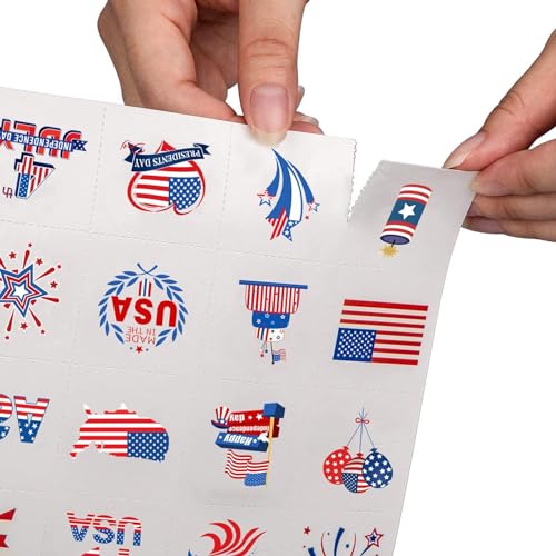 288 Patriotic Temporary Tattoos - 48 Designs, Glow in Dark